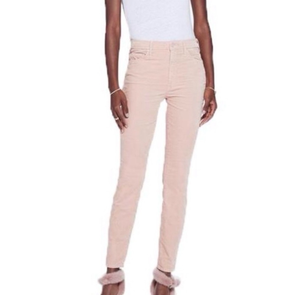 MOTHER NWT High Waisted Looker Pants Light Petal Pink Velour Size 27